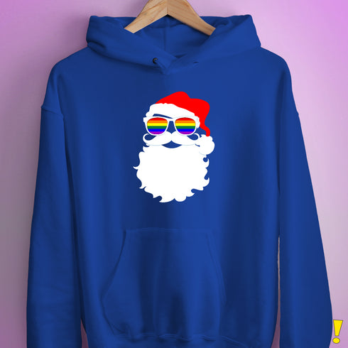 Santa Claus LGBTQ Gay Pride Flag Sunglasses Hoodie - Royal Blue